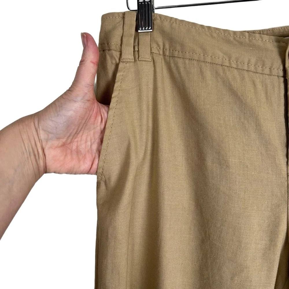 Banana Republic Martin Pants 10 Khaki Straight Linen Stretch Classic Coastal‎